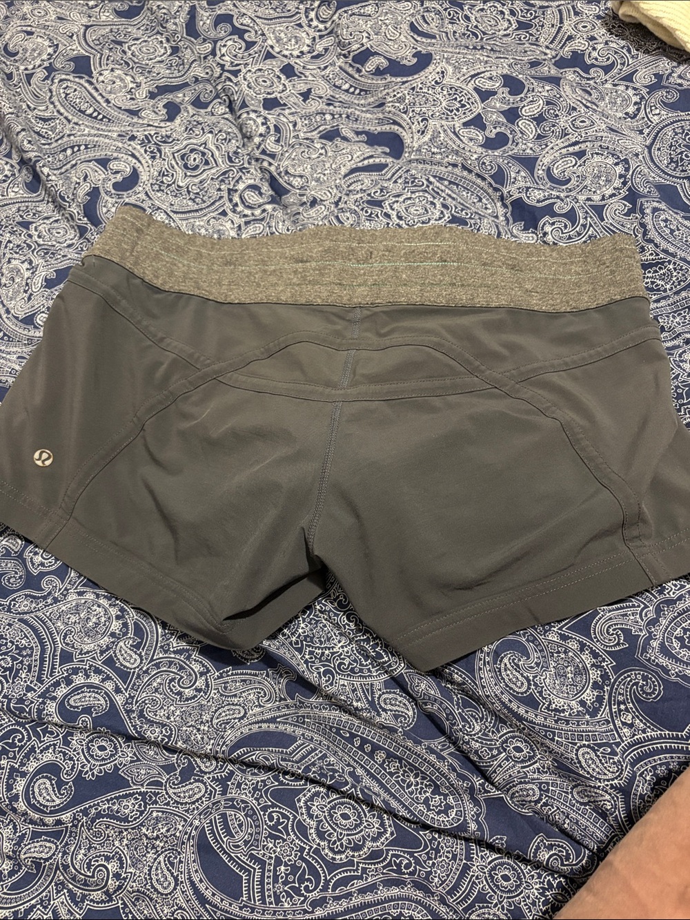 lululemon athletica Olive Gray Athletic Shorts with Heathered Waistband